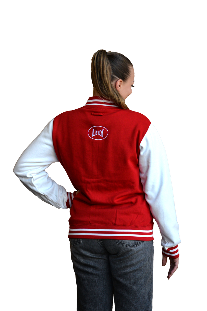 Lely College-Jacke rot/weiß unisex