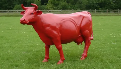 [LAT1409] LELY GFK-Kuh lebensgroß 215cm, doppelt laminiert, rot RAL3002